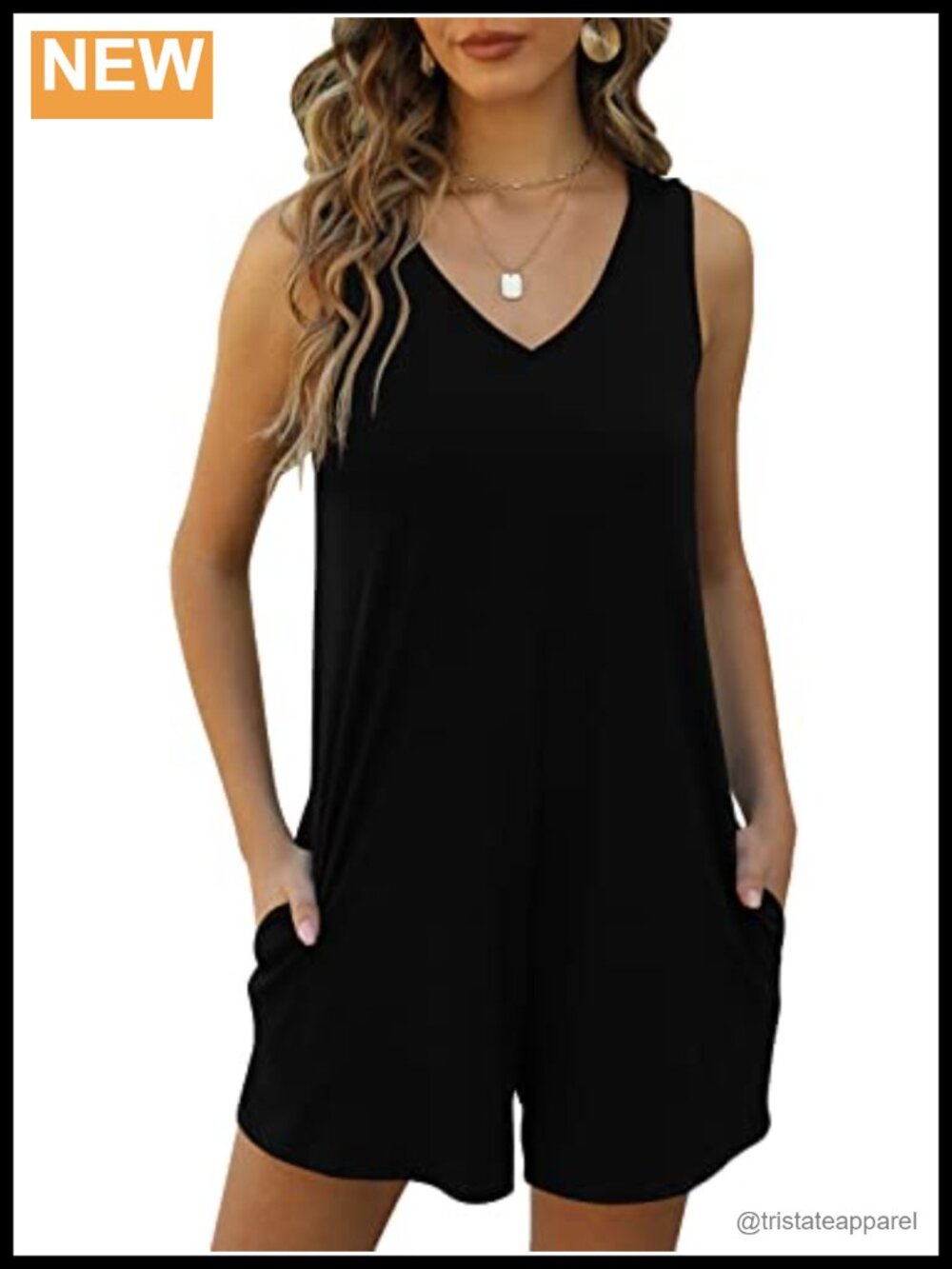 Nfsion Women's Summer V Neck Tank Top Romper Sleeveless Loose Casual Shorts